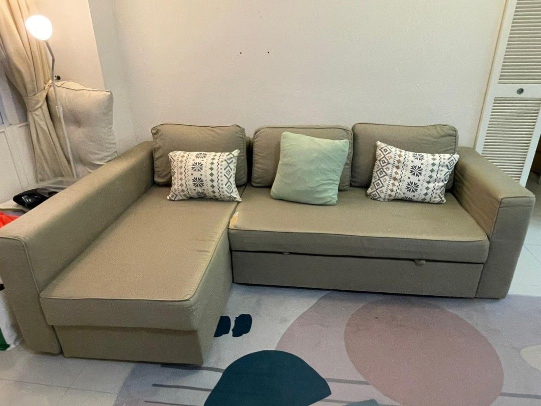 IKEA Friheten 3 person Lshaped Sofa With Storage and Pull Out Bed, 傢俬