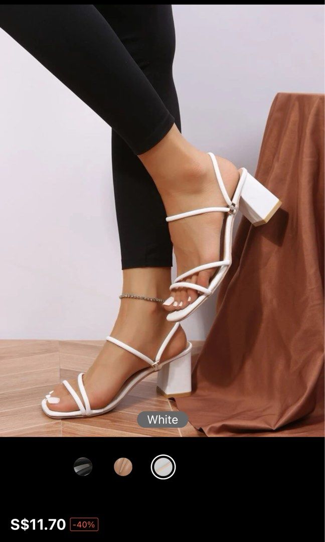 White mid heels on sale