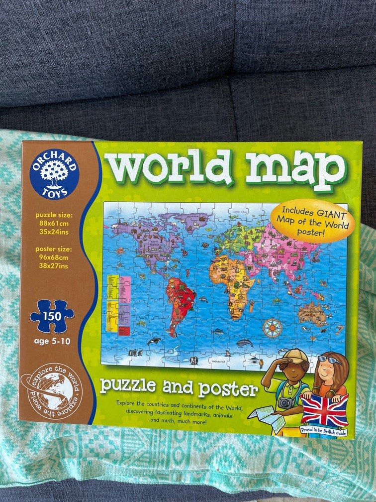 Puzzle World map with monuments, 150 pieces