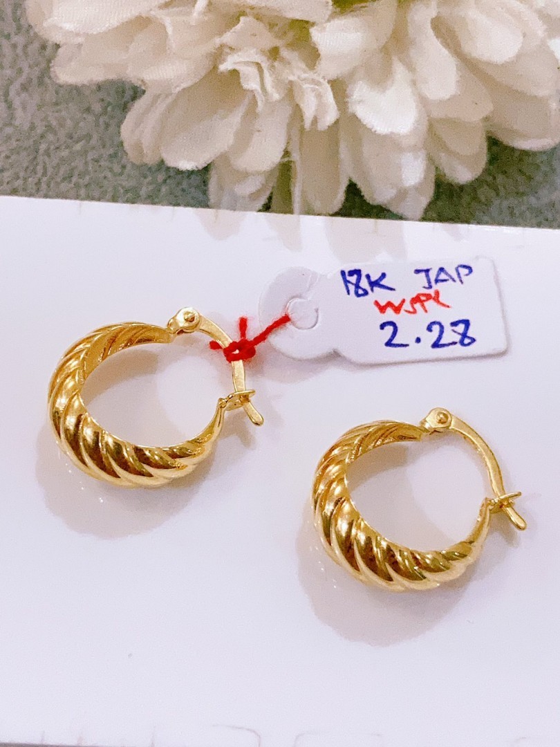 K18 Yg Earrings Hoop 3x30-