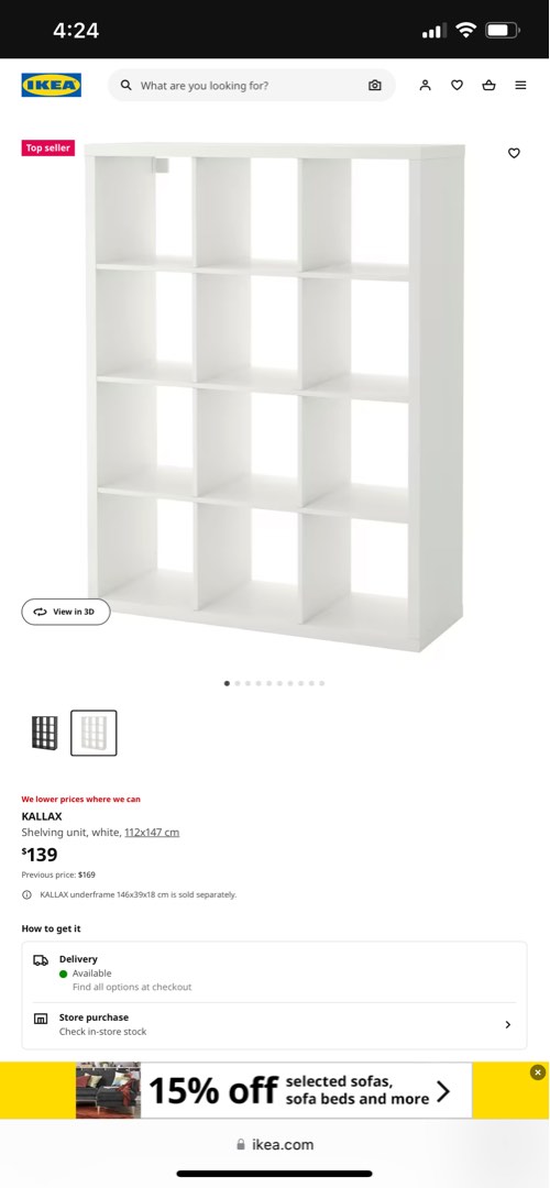 KALLAX Shelving unit, white, 112x147 cm, Furniture & Home Living, Furniture,  Shelves, Cabinets & Racks on Carousell