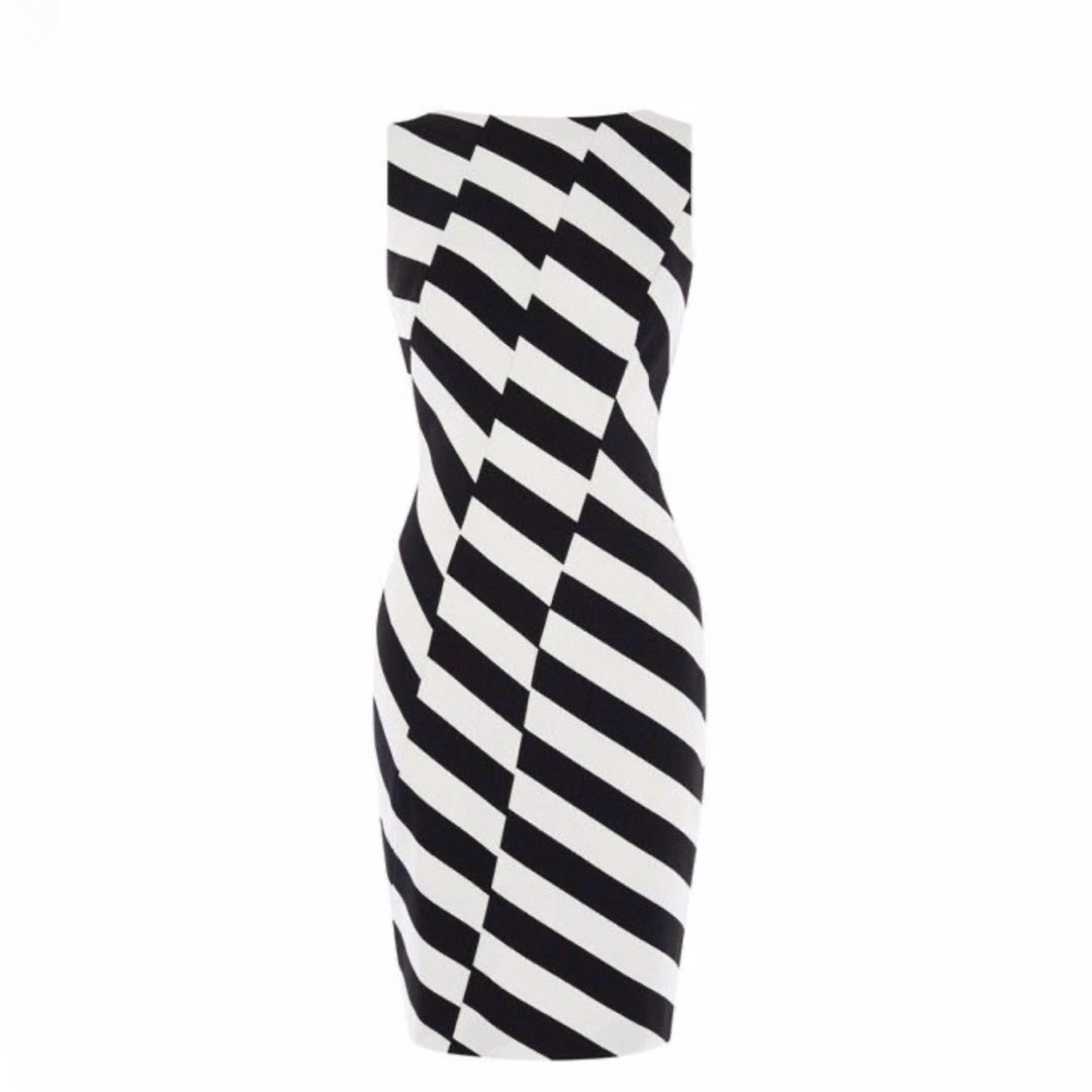 Karen millen black on sale and white striped dress