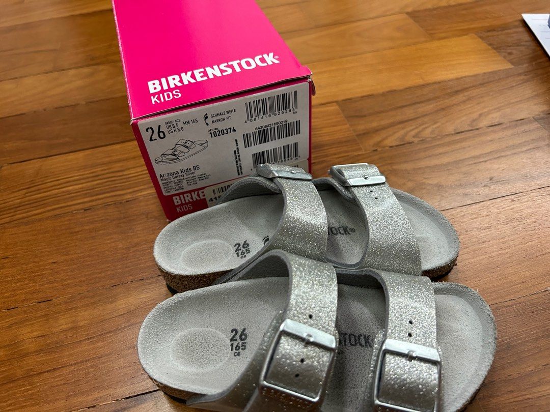 Childrens silver birkenstock on sale