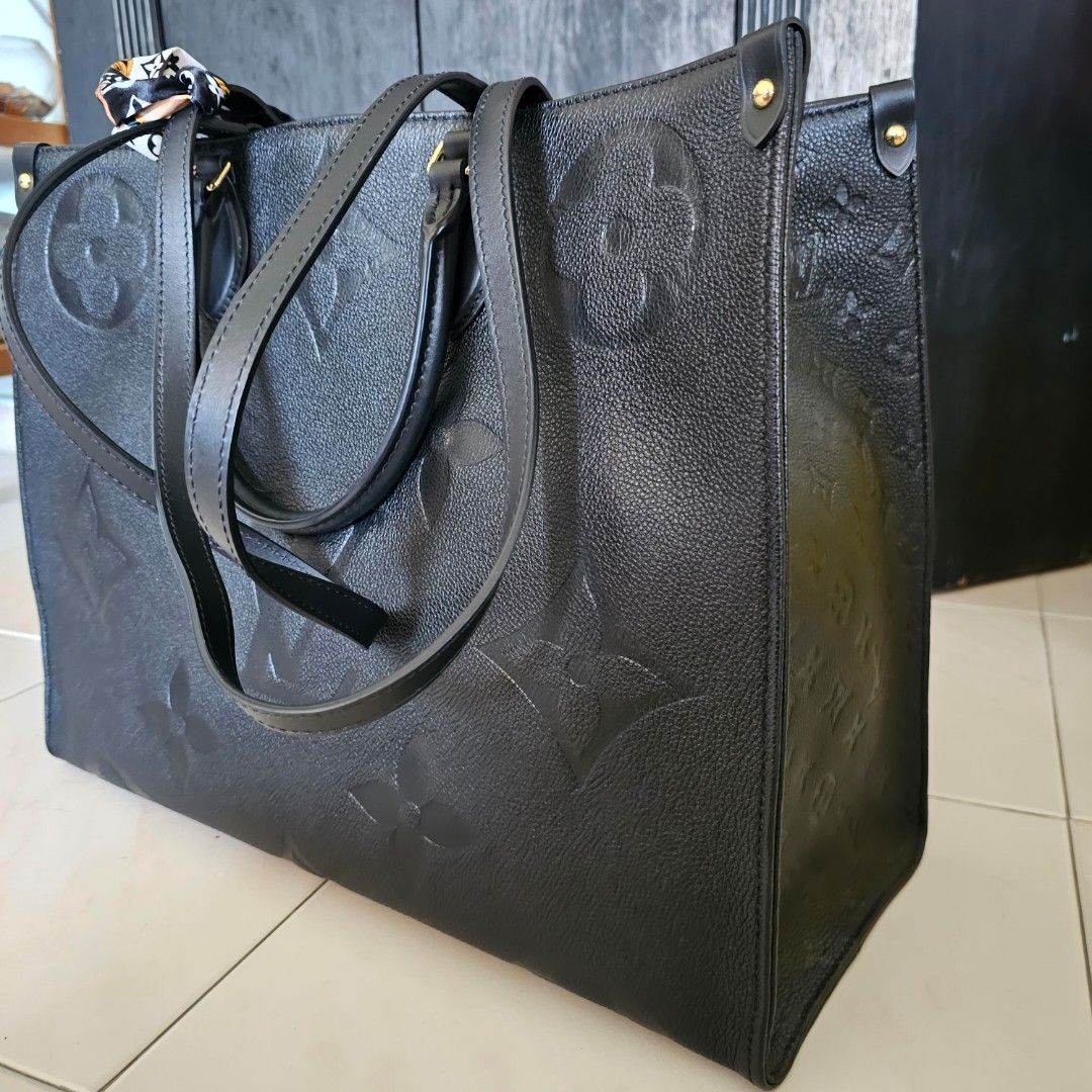 LV On The Go MM Black Leather, Women's Fashion, Bags & Wallets