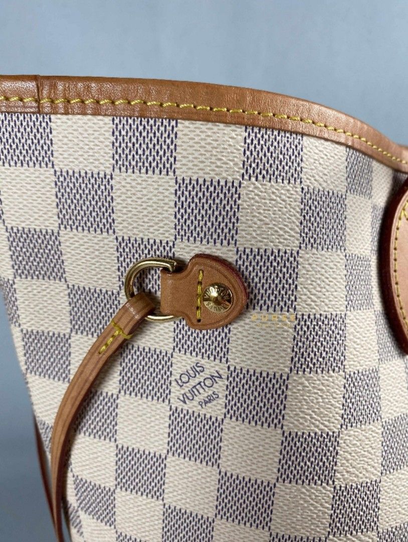 New Authentic Louis Vuitton Neverfull MM Damier Azur Beige With Microchip