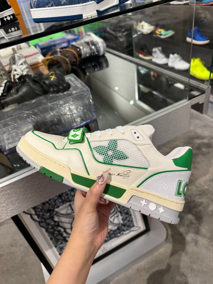 Louis Vuitton Trainer Green White, Men's Fashion, Footwear, Sneakers on  Carousell