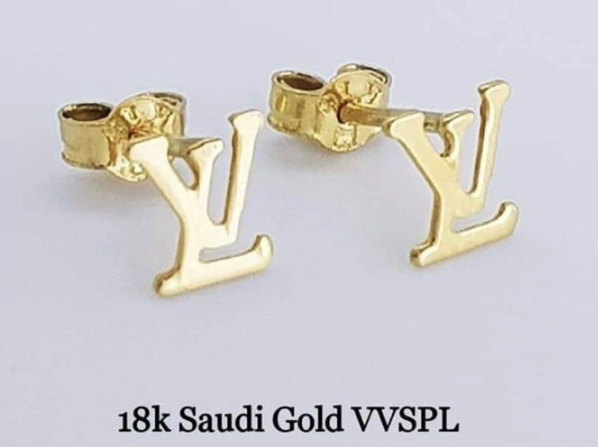 Round LV Earrings 18k Vvspl Saudi gold