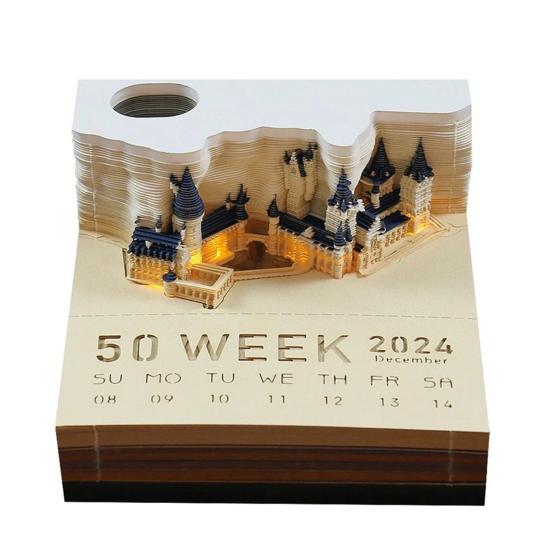 Magical 3D 2024 Calendar Hogwarts Castle with Lights and Memopad