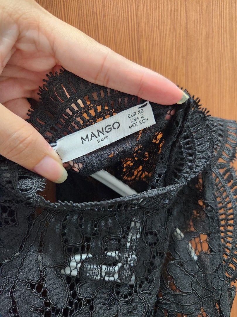 Mango black lace dress cheap