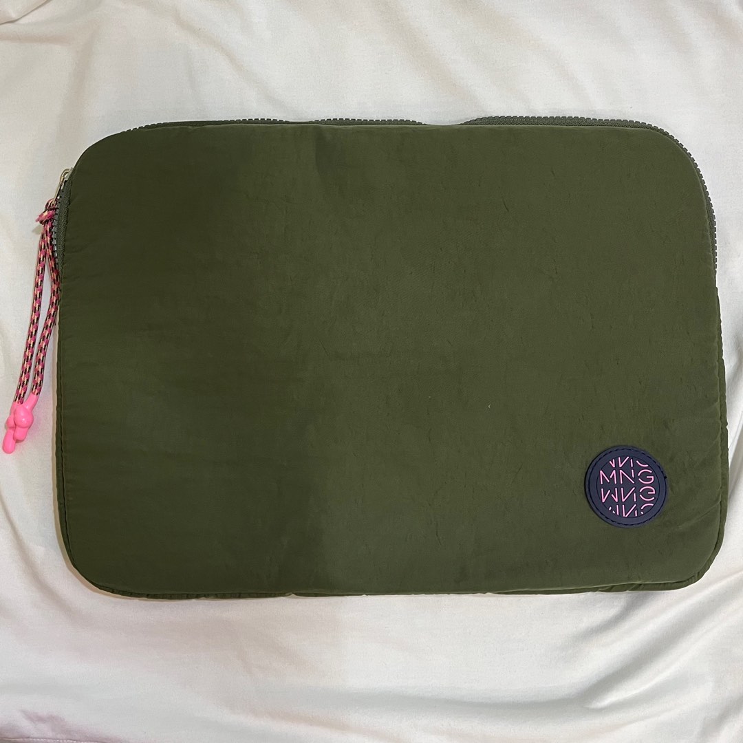 Mango Laptop Case with Knot Detail in Army Green and Pink, Computers