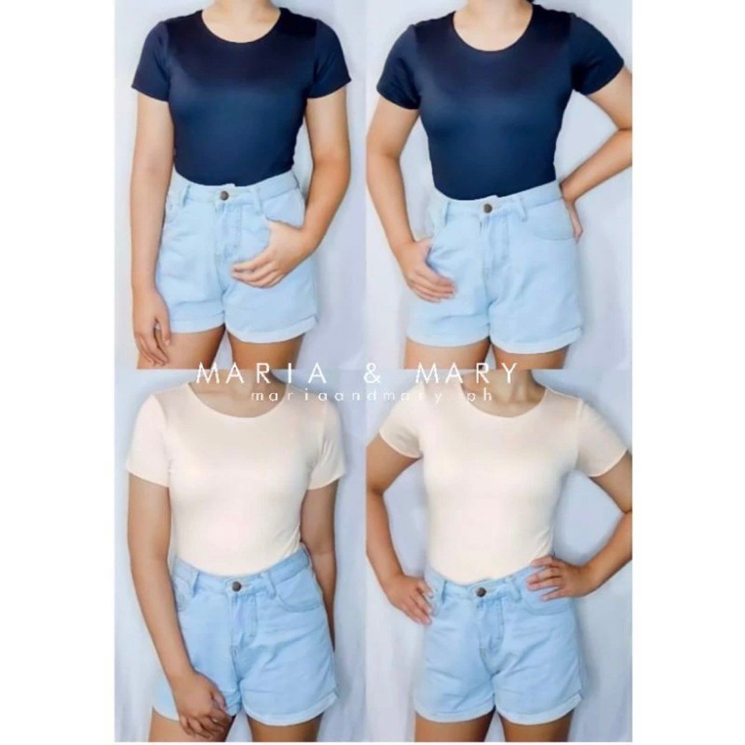 MARIA AND MARY BUNDLE (BODYSUIT TEES BLACK & WHITE) (Category: Shirts) located in Mandaluyong City. Submitted by page__three (Listing ID 1261887964, Image 3). Description: BODYSUIT TEE BODY HUGGING - Color: Black (1) and White (1) - Size: Both in Medium (See size chart) - Condition: 9/10 Selling as set only. Pictures from mariaandmary.ph Store..