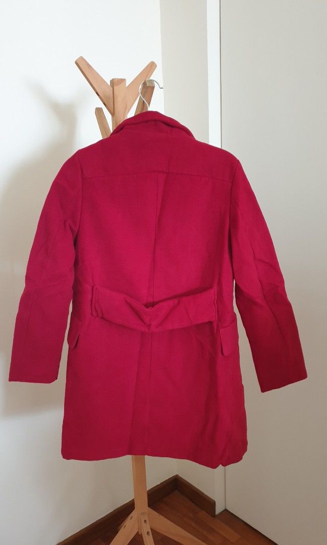 Maroon long coat womens top