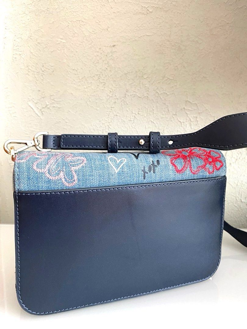 MICHAEL MICHAEL KORS Sloan Editor Embroidered Denim Crossbody Bag