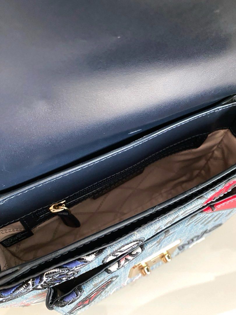 Sloan editor embroidered hotsell denim shoulder bag