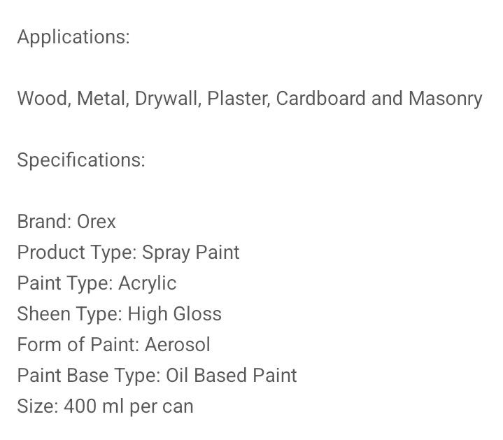 [Min order 5] Free Delivery 400ml Can Acrylic Spray Aerosol paint