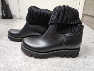 LOUIS VUITTON Silhouette Line Monogram Leather Strap Sock Boots Size35.5  Black