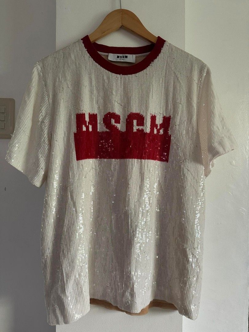 msgm silver sequin top