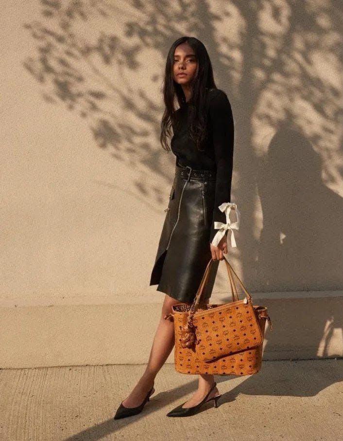 Mcm liz online large tote cognac