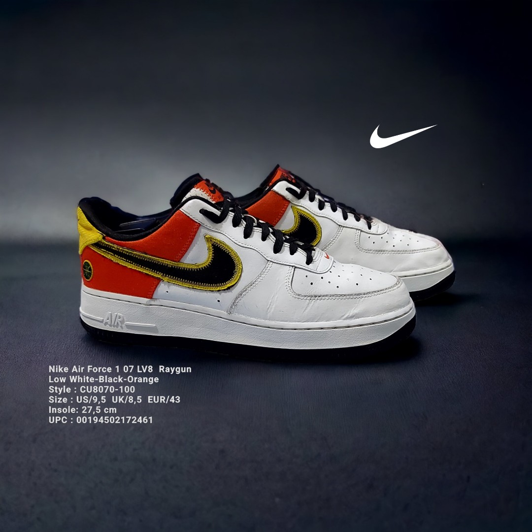 Nike Air Force 1 Low 07 LV8 RAYGUN White Black Orange CU8070-100 ALL MENS  SIZES