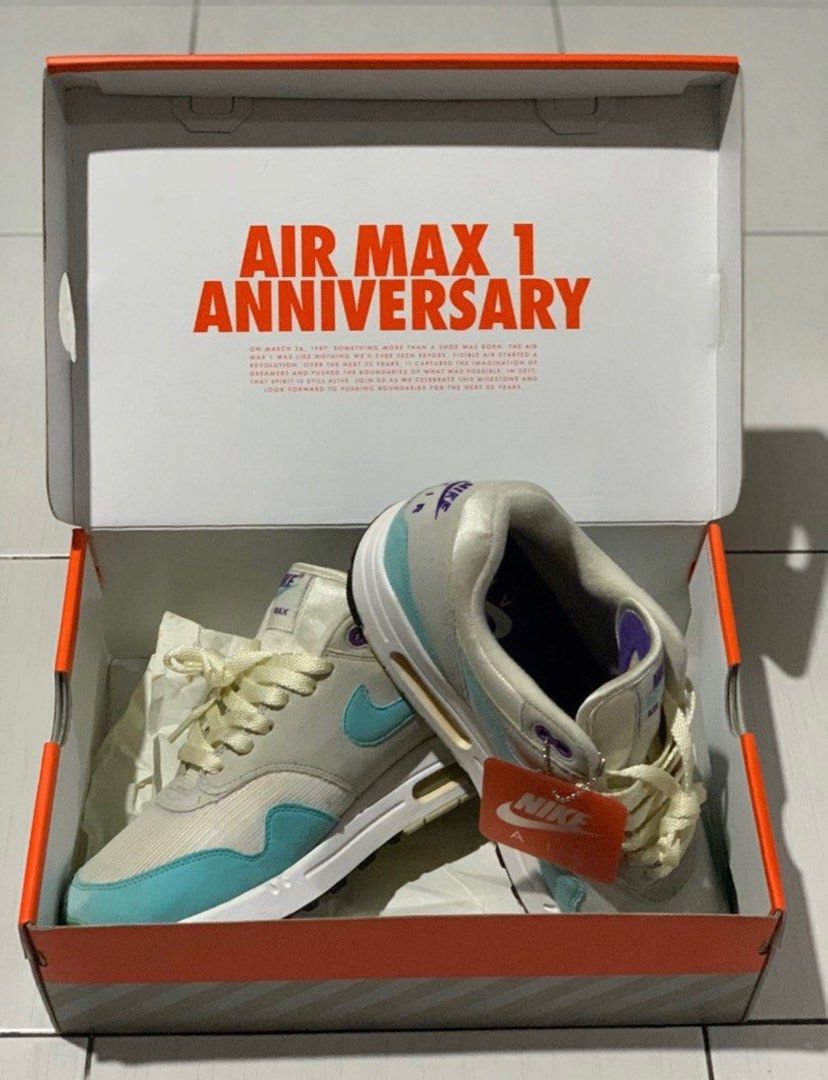 NIKE AIR MAX 1 ANNIVERSARY AQUA Men s Fashion Footwear Sneakers