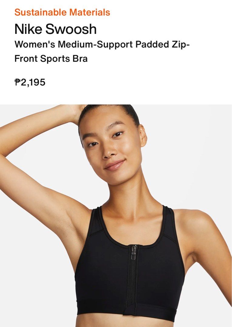 Nike Swoosh Women s Medium-Support Padded Zip-Front Sports Bra