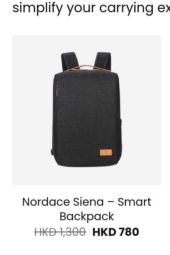 Nordace Siena Smart Backpack, 男裝, 袋, 背包- Carousell