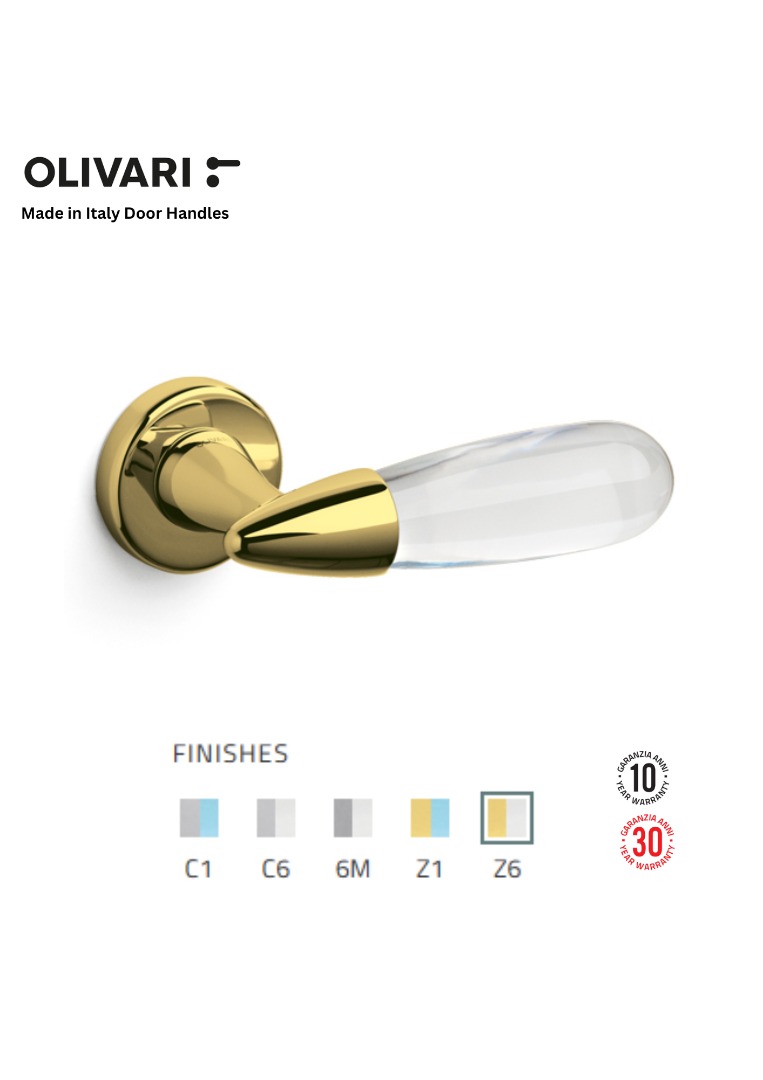 Olivari Aurora Lever Handle in Super Gold Bright + Transparent Made