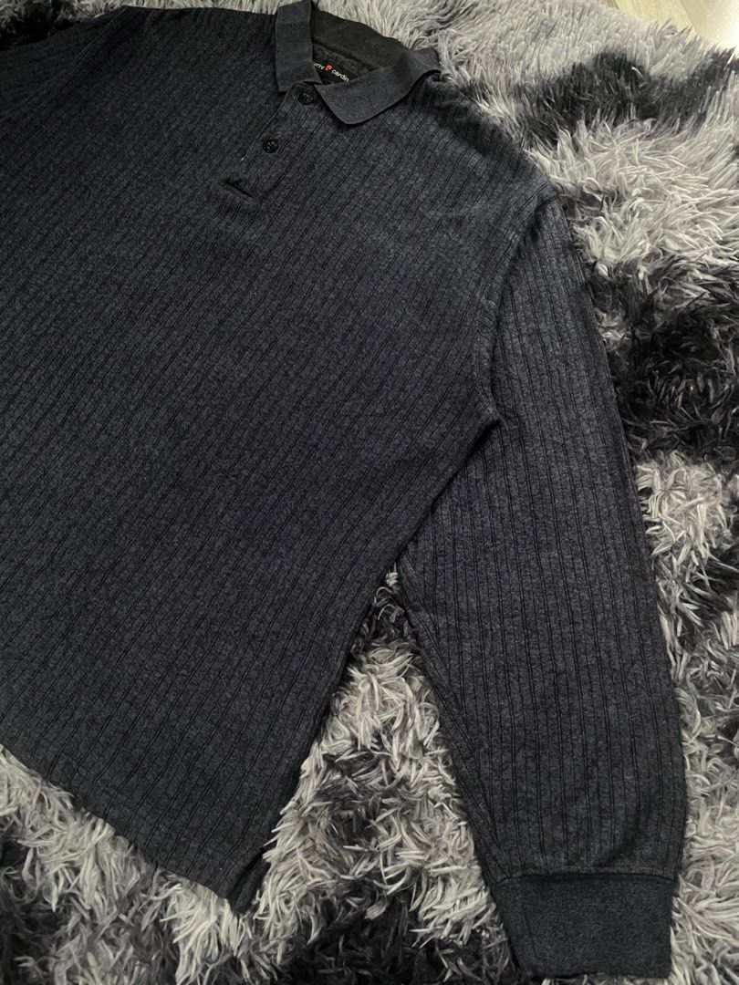 Pierre Cardin Longsleeve Knitted Polo (Category: Coats, Jackets and Outerwear) located in Paranaque City. Submitted by anesthesiaash (Listing ID 1261870375, Image 2). Description: Pierre Cardin Longsleeve Knitted Polo Color: Dark Blue Size on tag: M Dimes: 24W 27.5L Sleeve: 20 Excellent condition No issues 700 + sf MOP: GCash/BDO Shipping: J&T/Shopee checkout 📍Parañaque.