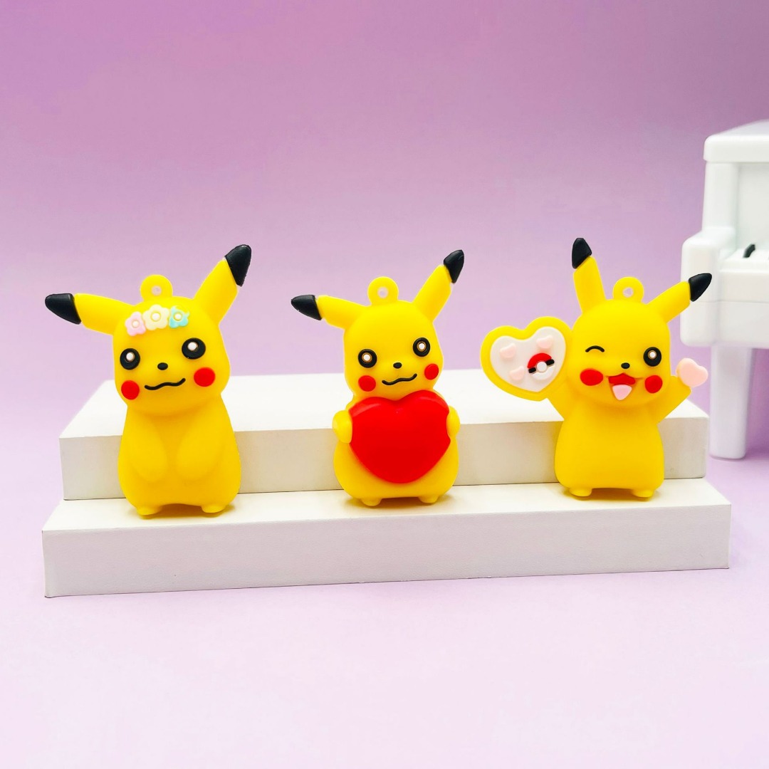 HASTHIP® 8 Pcs Mini Pikachu Figurines Miniature Animal Statue Fairy Garden Accessories Bonsai Craft for Garden Decoration Car Interior Decoration (Yellow)
