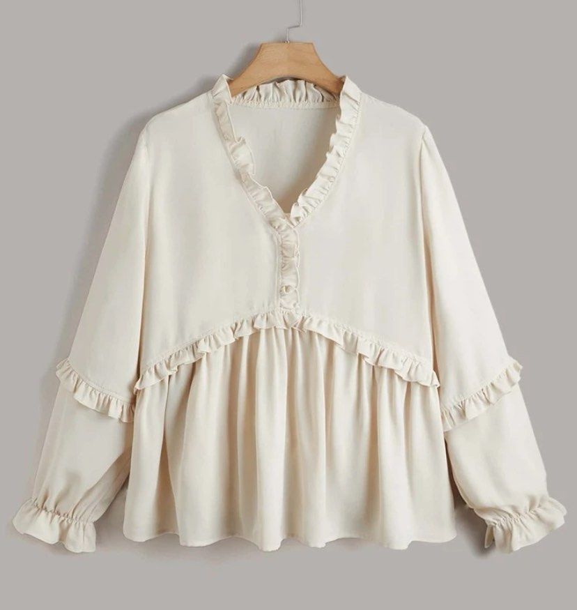 Plus size frilly blouses on sale