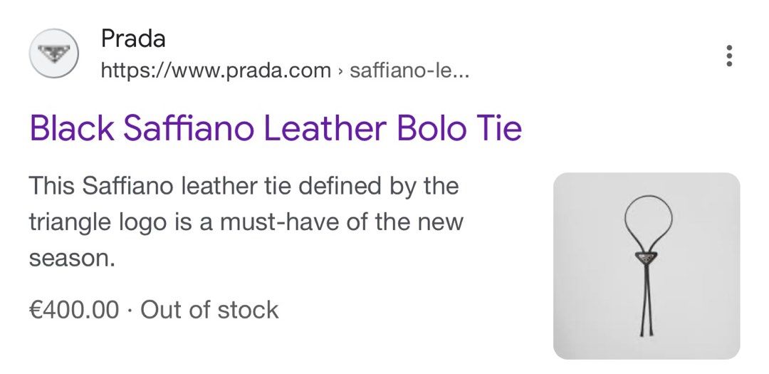 Prada Saffiano leather bolo tie 10/10 New.