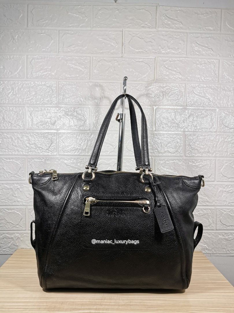 Leather Handbag Prairie Satchel Coach Black Coach Women's Pebbled