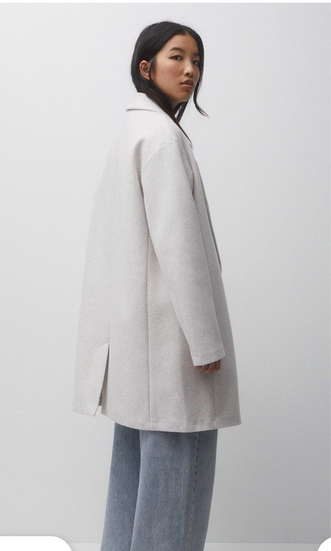 Pull Bear Felt Texture Coat Women s Fashion Coats Jackets and