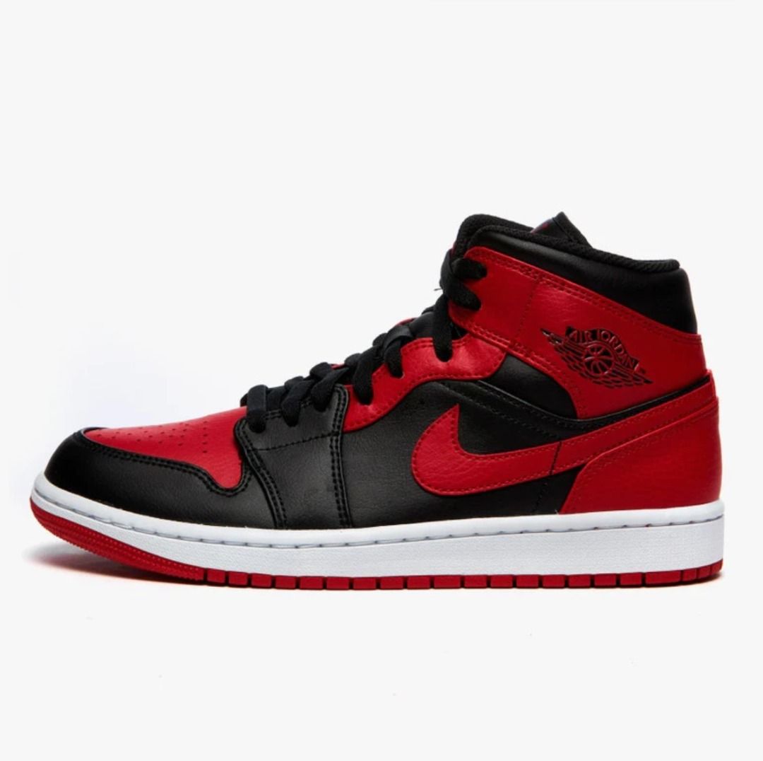 R'選物us9.5 Air Jordan 1 Mid Banned Bred 黑紅櫻木禁穿554724-074