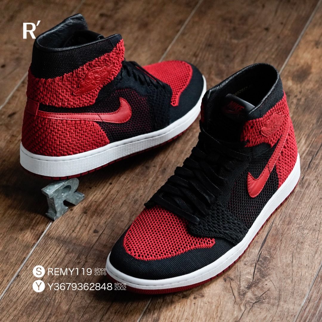 R'選物 US10 Air Jordan 1 Retro High Flyknit Bred 黑紅 編織 禁穿 櫻木 919704-001