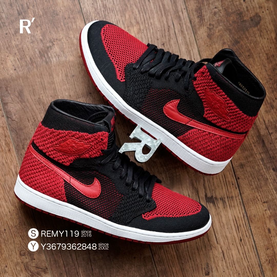 R'選物 US10 Air Jordan 1 Retro High Flyknit Bred 黑紅 編織 禁穿 櫻木 919704-001