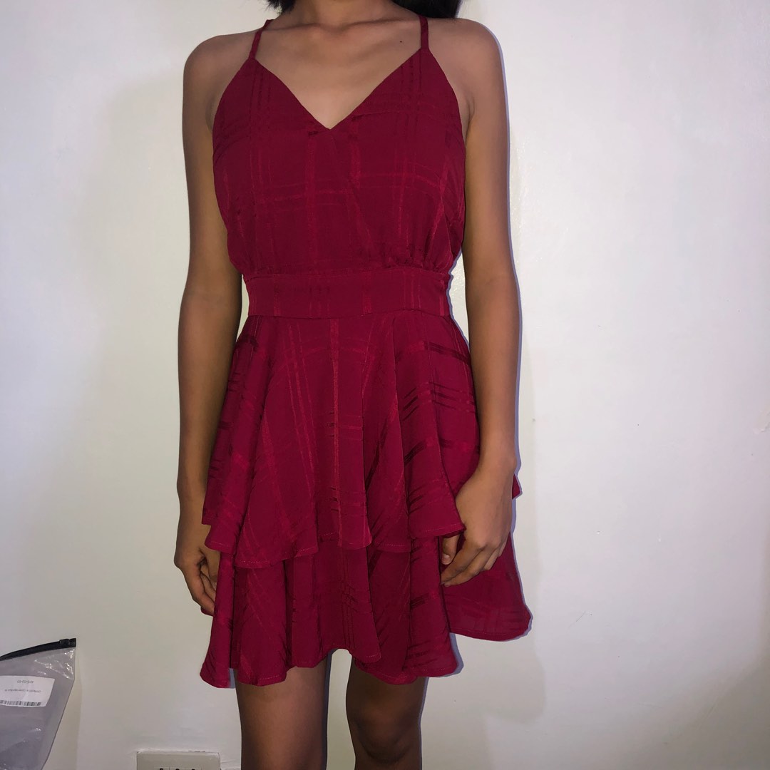 Casual Red Striped Loose Backless Long Dress main image 0