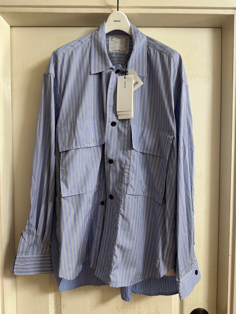 全新Sacai x thomas mason oversize shirt Sz 3 new, 男裝, 上身及套裝