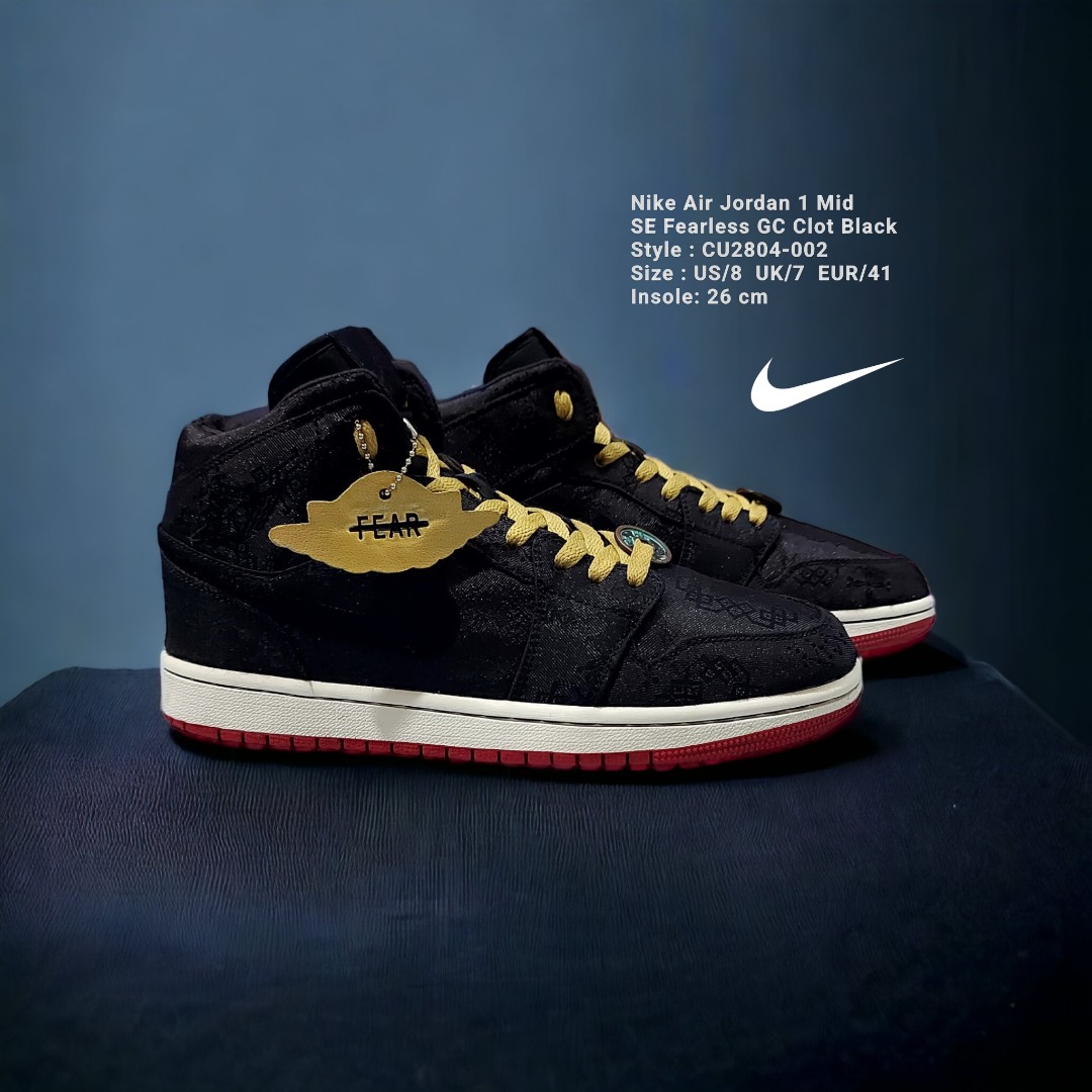 Sepatu Nike Air Jordan 1 Mid SE Fearless GC Clot Black CU2804-002