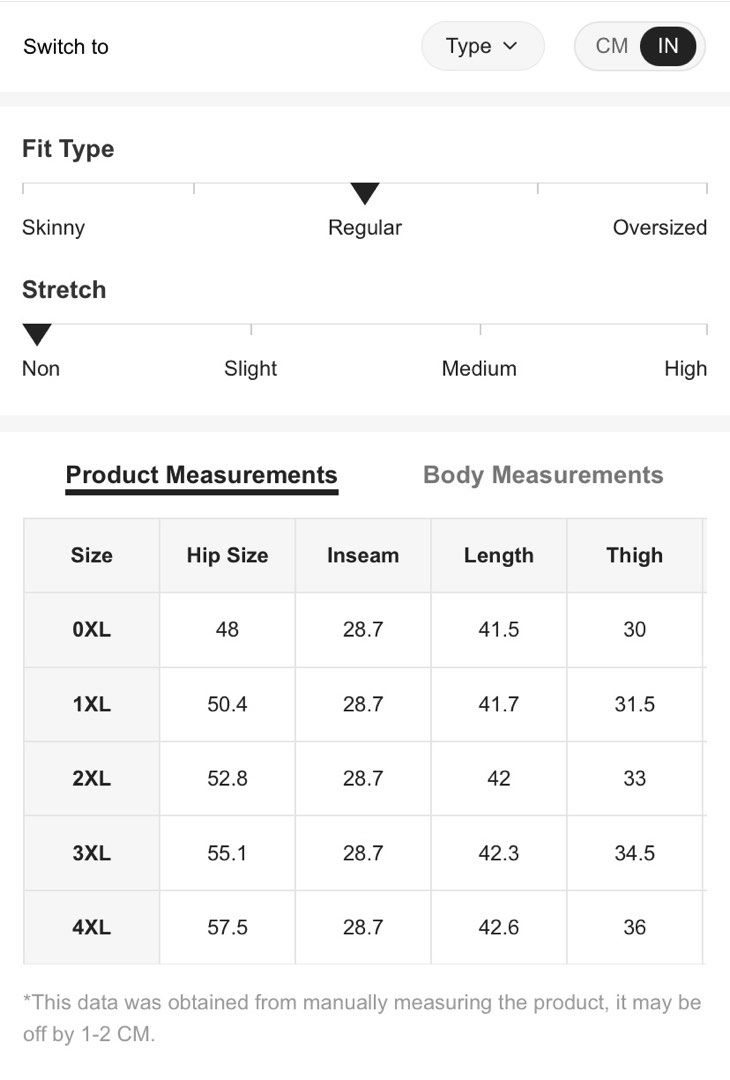 Shein size top chart plus size