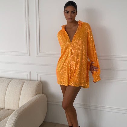 SLA The Label Sequin Shirt Dress, Women's Fashion, Dresses & Sets, Dresses  on Carousell