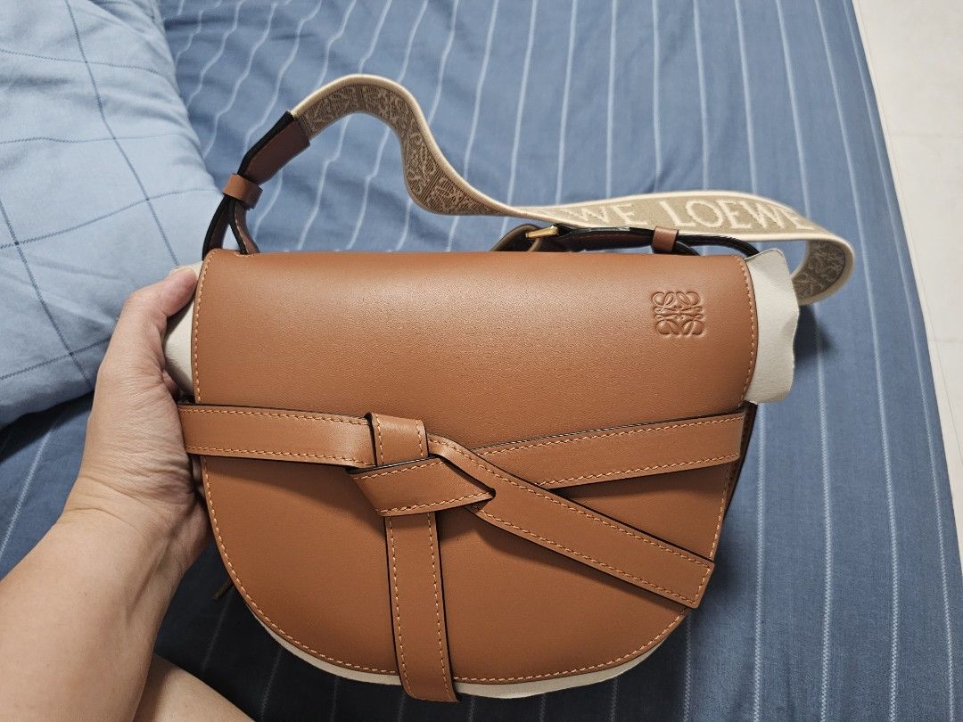 Small Gate bag in soft calfskin and jacquard Tan - LOEWE