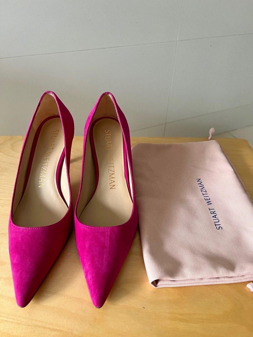 Fuchsia suede pumps hot sale