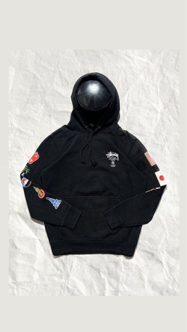Stussy hoodie on sale world tour flags