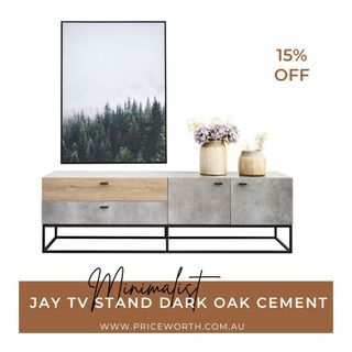 SUPER SALE😍👏🔥JAY CONCRETE & OAK TV STAND