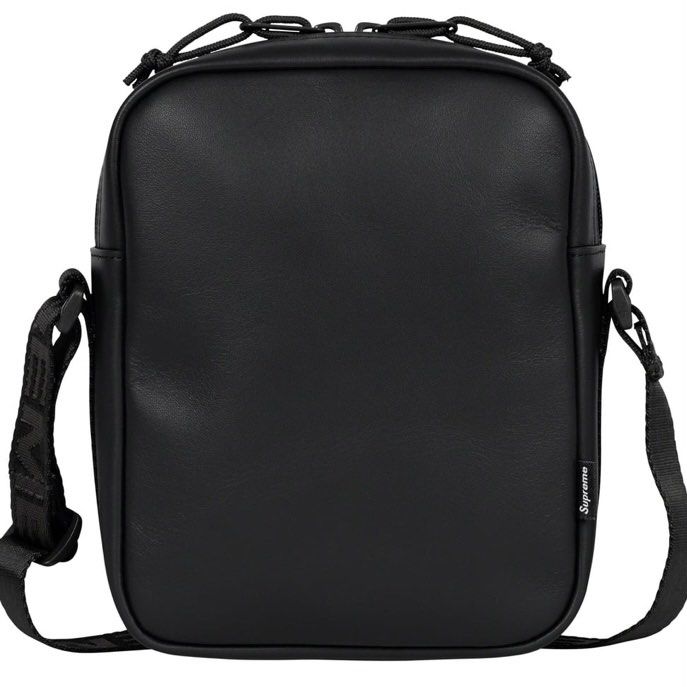 Supreme Leather Shoulder Bag Black - FW23 - US