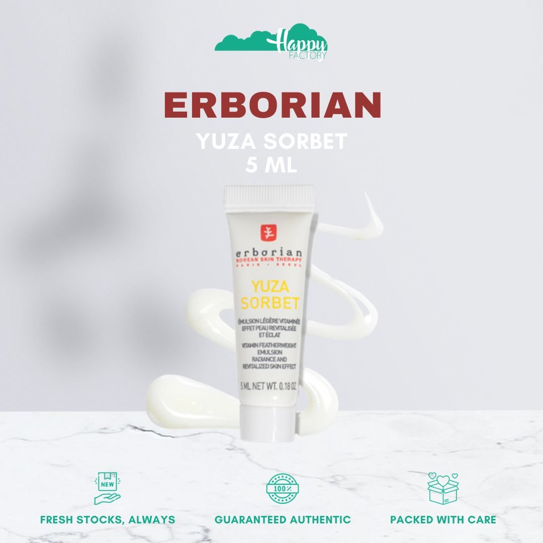ERBORIAN Yuza Sorbet 5 ml (Category: Face Care) located in Quezon City. Submitted by happyfactoryph (Listing ID 1111220609, Image 1). Description: ERBORIAN Yuza Sorbet 5 ml – P290 (from P1000) ⁣ Product Details: Yuza Sorbet Day Cream is a Vitamin C face moisturizer that works to hydrate, boost radiance and soothe dehydrated skin. This Vitamin C face cream is enriched with Yuzu Extract, known for its antioxidant properties which helps fight visibl