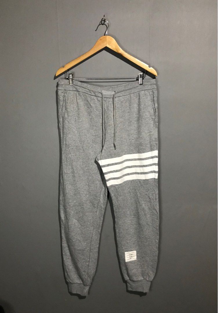 Thom Browne Loopback Knit Engineered 4-Bar Sweatpants In Gray (Category: Joggers) located in Santa Cruz. Submitted by hongkongmarketph (Listing ID 1261876950, Image 3). Description: Thom Browne Loopback Knit Engineered 4-Bar Sweatpants In Gray excellent to new condition authentic size 4 on tag waist 32-38 length 41 .