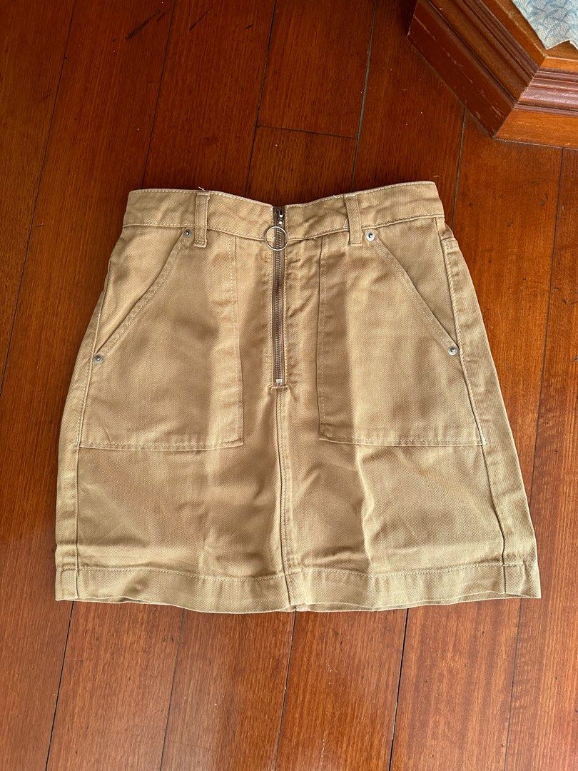 Khaki denim skirt topshop clearance
