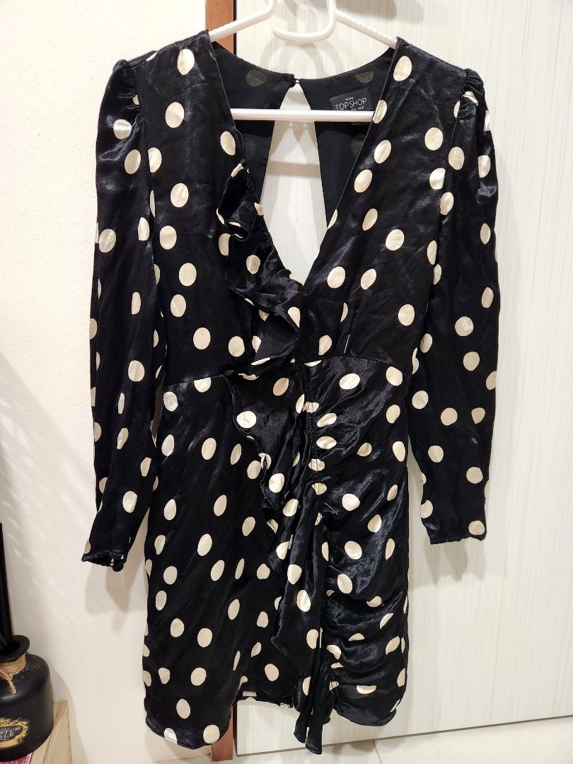 White polka dot cheap dress topshop